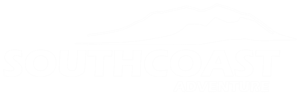 Southcoast written in caps and a graphic image of a mountain at the top and a smaller text below saying Adventure. Logo's Southcoast Adventure in white.